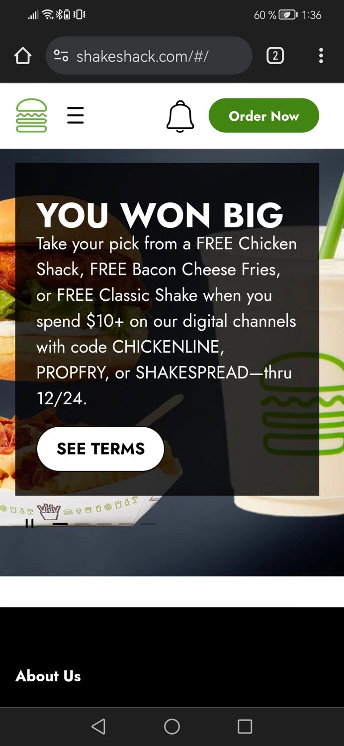 ShakeShack Coupons - $20 Off | January 2025