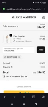 Shakti Warriors coupon verification screenshot