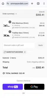 Barefootuniverse coupon verification screenshot