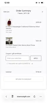 Shamrock Gift coupon verification screenshot