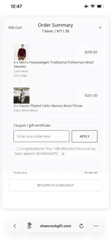 Shamrock Gift coupon verification screenshot