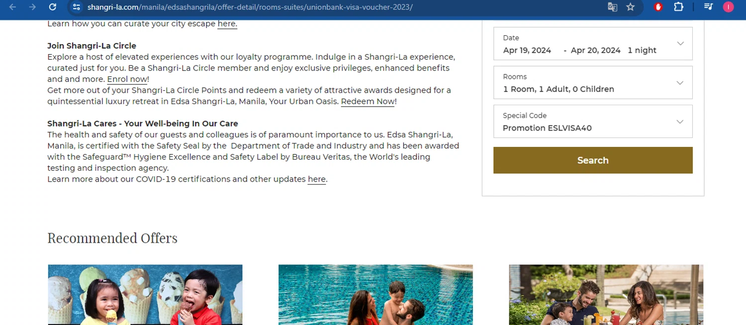 Shangri-La Hotels and Resorts checkout page showing Shangri-La Hotels and Resorts promo code box | Screenshot taken by SimplyCodes community member on Apr 11, 2024