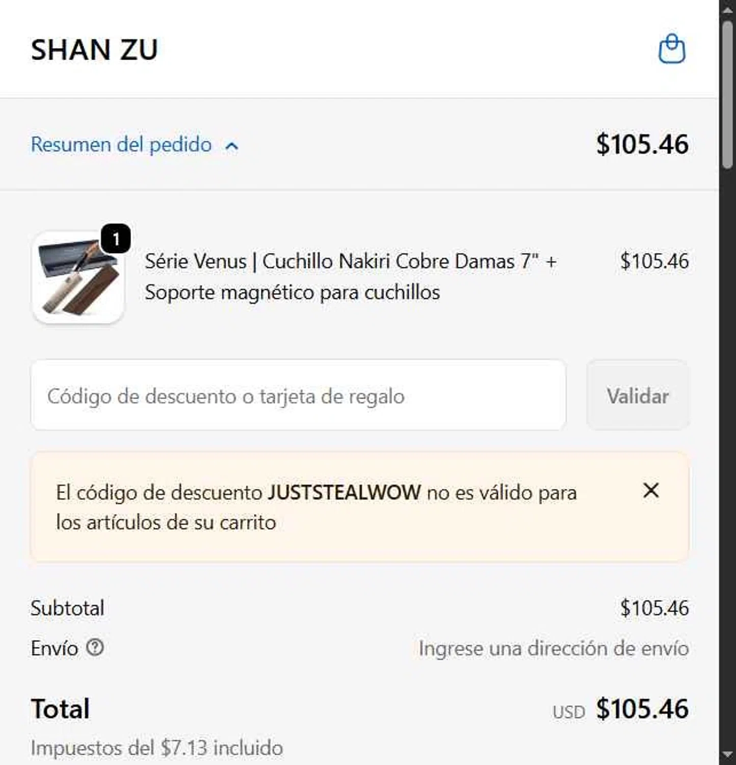 SHAN ZU promo code screenshot showing code juststealwow applied at SHAN ZU checkout page. Uploaded by SimplyCodes community member LOgoter on Feb 2, 2026