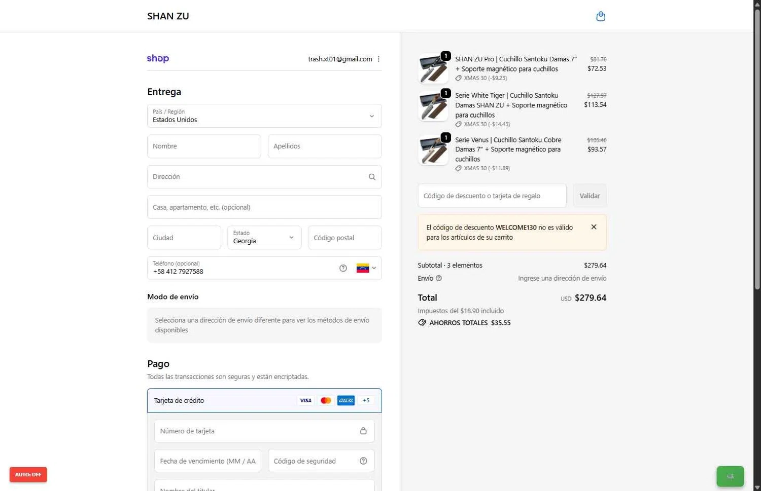 SHAN ZU checkout page showing SHAN ZU promo code box | Screenshot taken by SimplyCodes community member on Feb 4, 2026