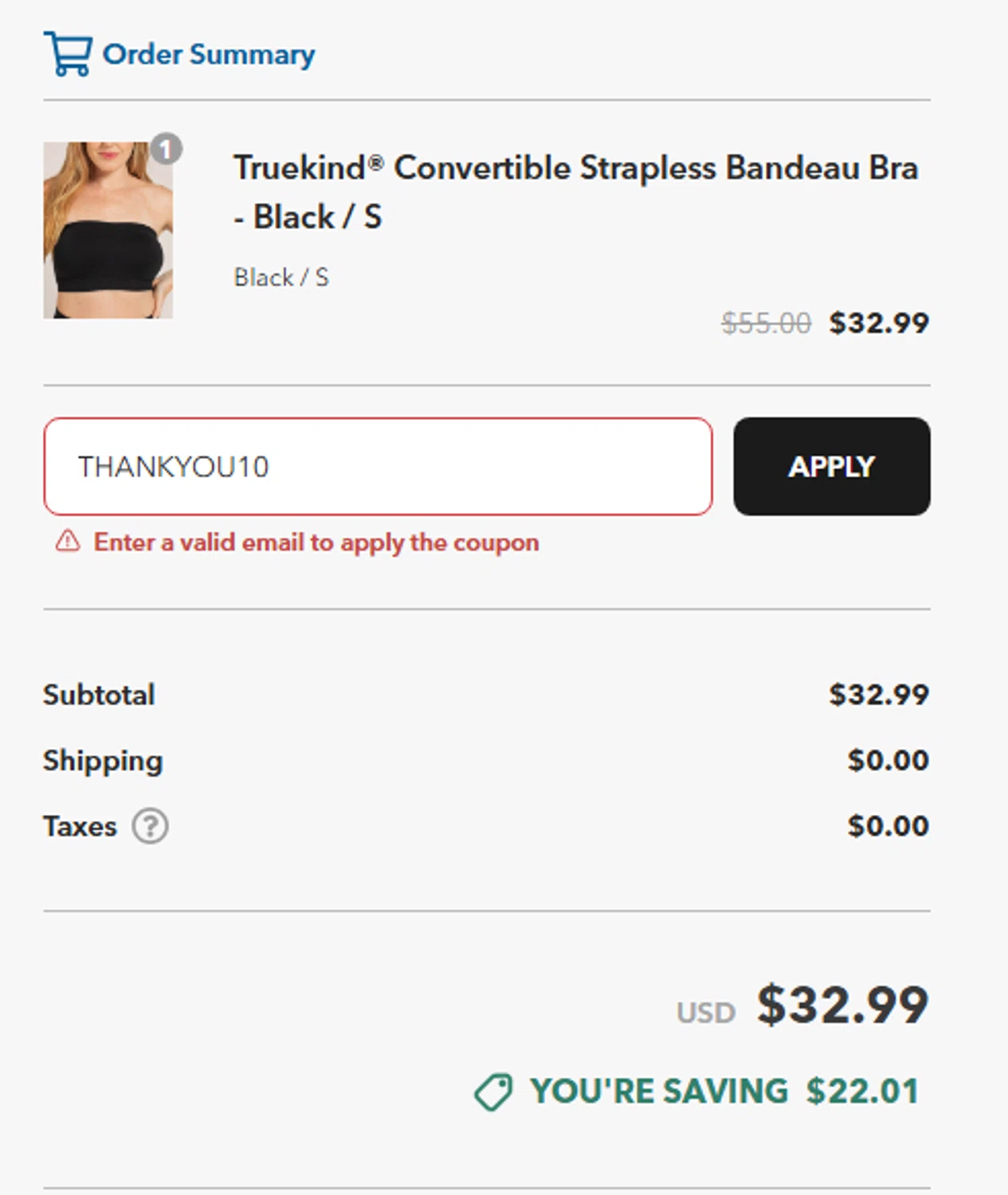 Shapermint discount code screenshot showing code THANKYOU10 applied at Shapermint checkout page. Uploaded by SimplyCodes community member SEMECOMARIO on Aug 27, 2025
