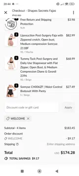 WELCOME coupon verification screenshot