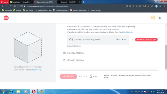 Shapeways checkout page showing Shapeways promo code box | Screenshot taken by SimplyCodes community member on Jul 10, 2024