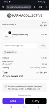 JONSIIFIT coupon verification screenshot