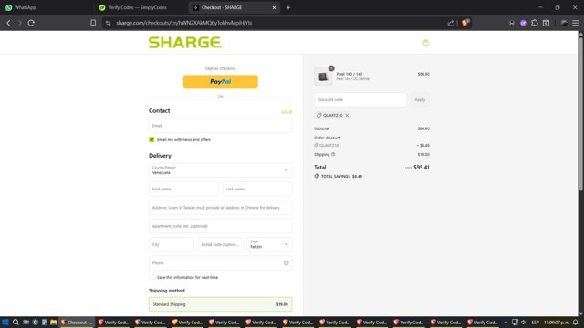 SHARGE checkout page showing SHARGE discount code box | Screenshot taken by SimplyCodes community member on Sep 3, 2025