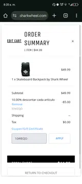 10WEQO coupon verification screenshot