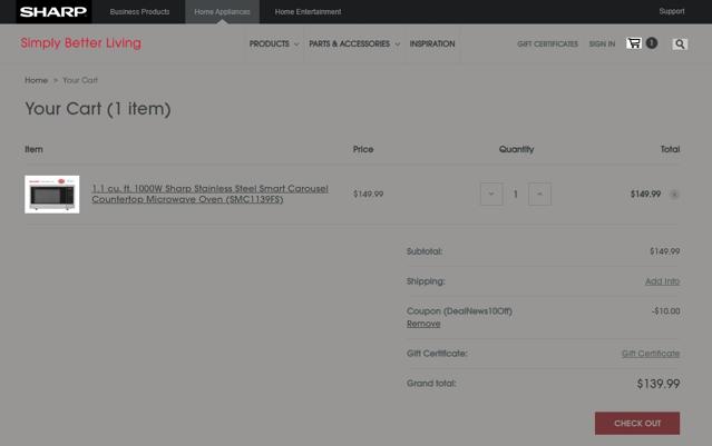 Sharp checkout page showing Sharp promo code box | Screenshot taken by SimplyCodes community member on Mar 4, 2021