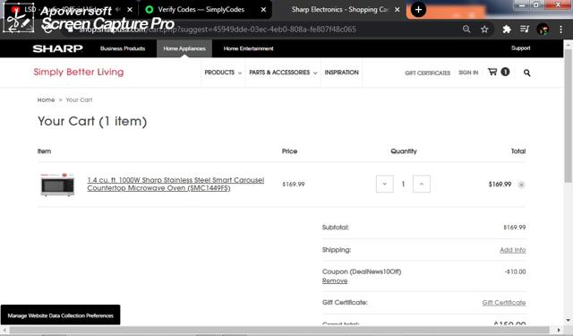 Sharp checkout page showing Sharp promo code box | Screenshot taken by SimplyCodes community member on Mar 4, 2021