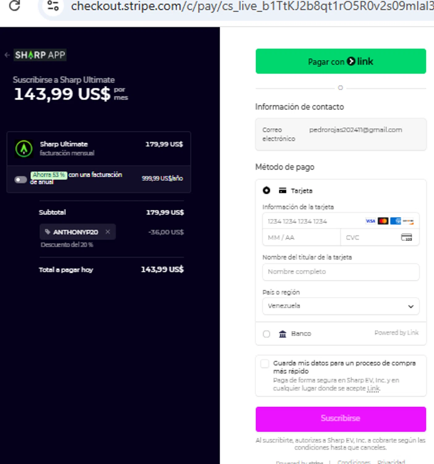 Sharp App checkout page showing Sharp App promo code box | Screenshot taken by SimplyCodes community member on Jan 21, 2026