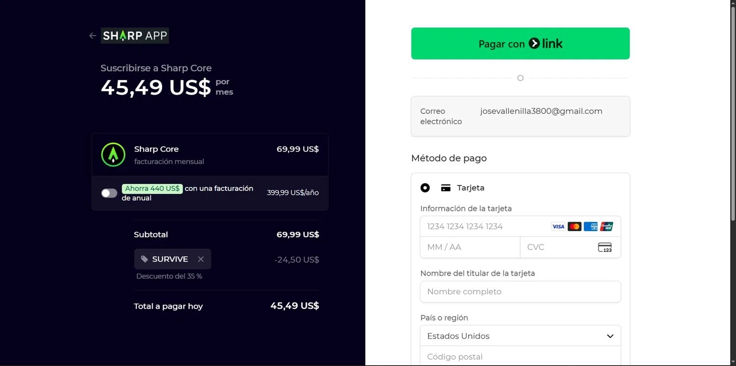 Sharp App promo code screenshot showing code SURVIVE applied at Sharp App checkout page. Uploaded by SimplyCodes community member Depressive on Oct 18, 2025