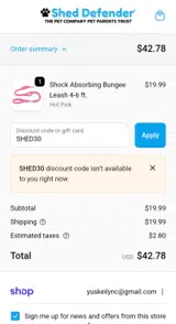 SHED30 coupon verification screenshot
