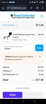 CHEWS coupon verification screenshot