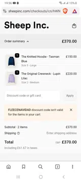 Sheep Inc. coupon verification screenshot