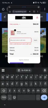 15-FOR-15 coupon verification screenshot
