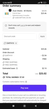 EARTH10 coupon verification screenshot
