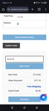 Save15 coupon verification screenshot