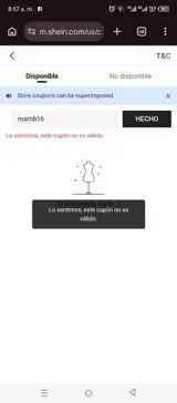 SHEIN coupon verification screenshot