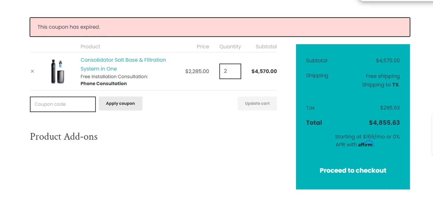 Shell Water Systems promo code screenshot showing code NEWYEAR applied at Shell Water Systems checkout page. Uploaded by SimplyCodes community member VictoriousVoyager896 on Feb 1, 2025