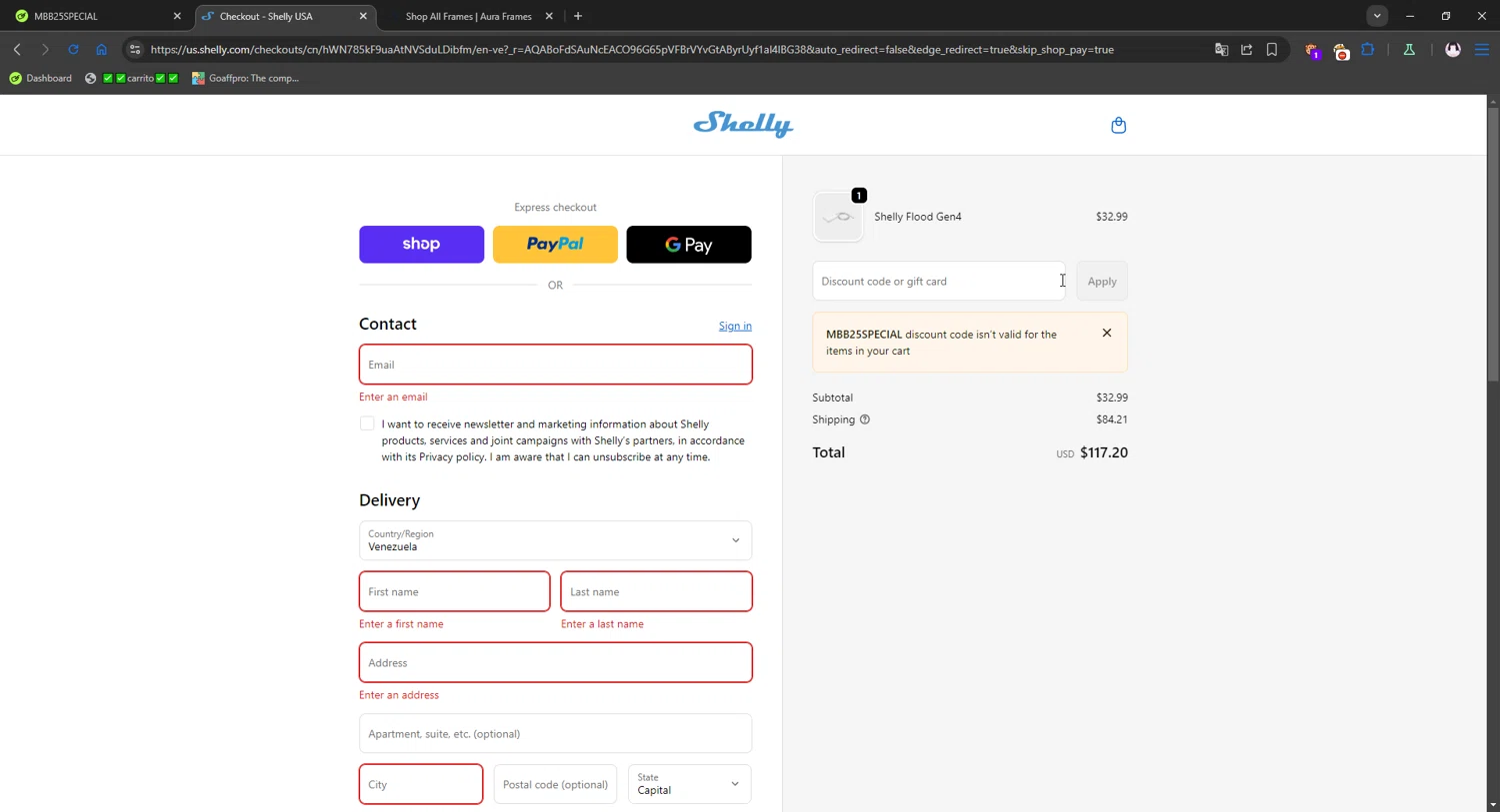 Shelly checkout page showing Shelly discount code box | Screenshot taken by SimplyCodes community member on Jan 2, 2026