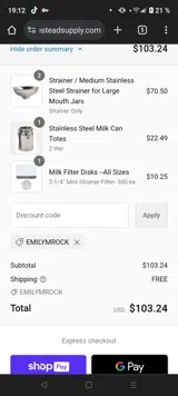 EMILYMROCK coupon verification screenshot