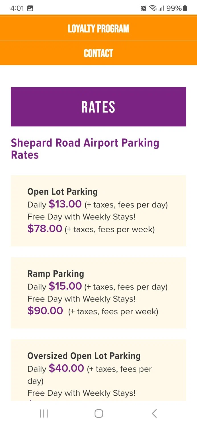 Shepard Road Airport Parking checkout page showing Shepard Road Airport Parking promo code box | Screenshot taken by SimplyCodes community member on Mar 8, 2025