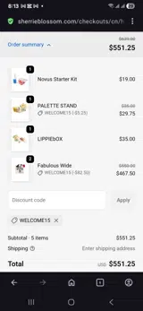 Welcome15 coupon verification screenshot