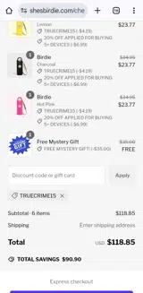 TRUECRIME15 coupon verification screenshot