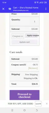 save25 coupon verification screenshot