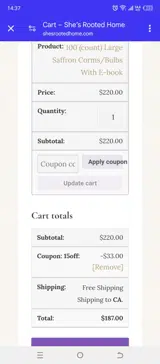 15off coupon verification screenshot