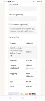OKLAHOMA15 coupon verification screenshot
