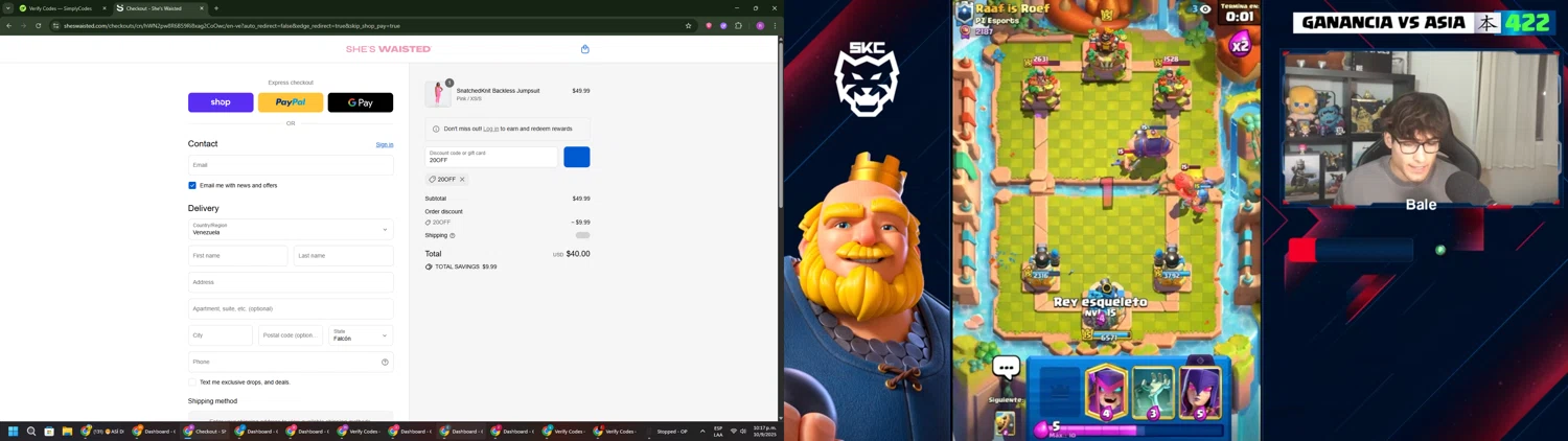 Shes Waisted discount code screenshot showing code 20OFF applied at Shes Waisted checkout page. Uploaded by SimplyCodes community member RoyalSentinel4577 on Sep 11, 2025