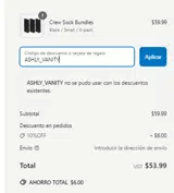 ASHLY_VANITY coupon verification screenshot