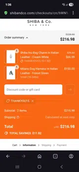 Thankyou15 coupon verification screenshot