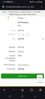 Freeshipping coupon verification screenshot