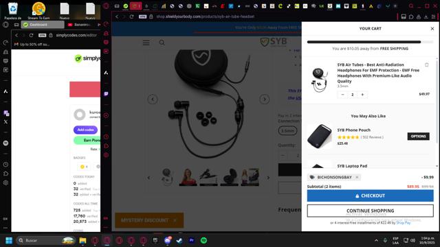 Shield Your Body checkout page showing Shield Your Body coupon code box | Screenshot taken by SimplyCodes community member on Sep 10, 2025