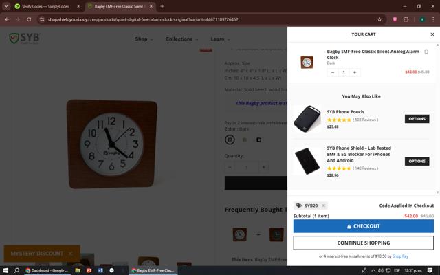 Shield Your Body checkout page showing Shield Your Body coupon code box | Screenshot taken by SimplyCodes community member on Sep 10, 2025