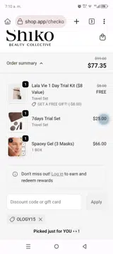OLOGY15 coupon verification screenshot