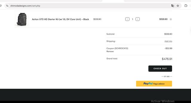 Shimoda Designs checkout page showing Shimoda Designs promo code box | Screenshot taken by SimplyCodes community member on Jul 28, 2025
