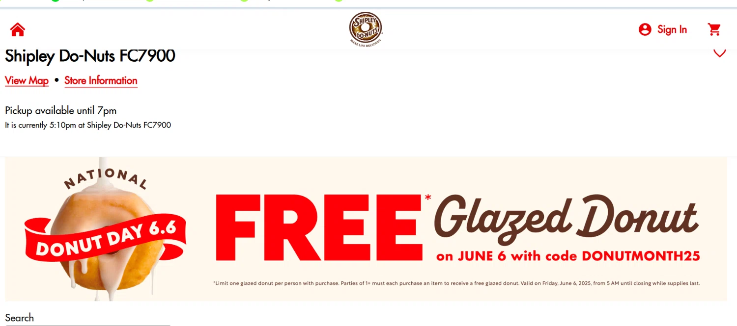 Shipley Do-Nuts coupon code screenshot showing code DonutMonth25 applied at Shipley Do-Nuts checkout page. Uploaded by SimplyCodes community member ______________________________ on Jun 3, 2025