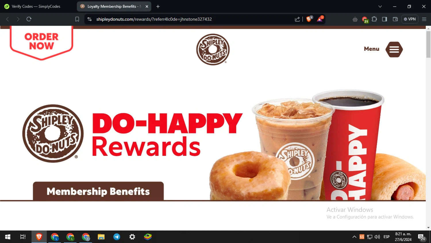 Shipley Do-Nuts checkout page showing Shipley Do-Nuts coupon code box | Screenshot taken by SimplyCodes community member on Jun 27, 2024