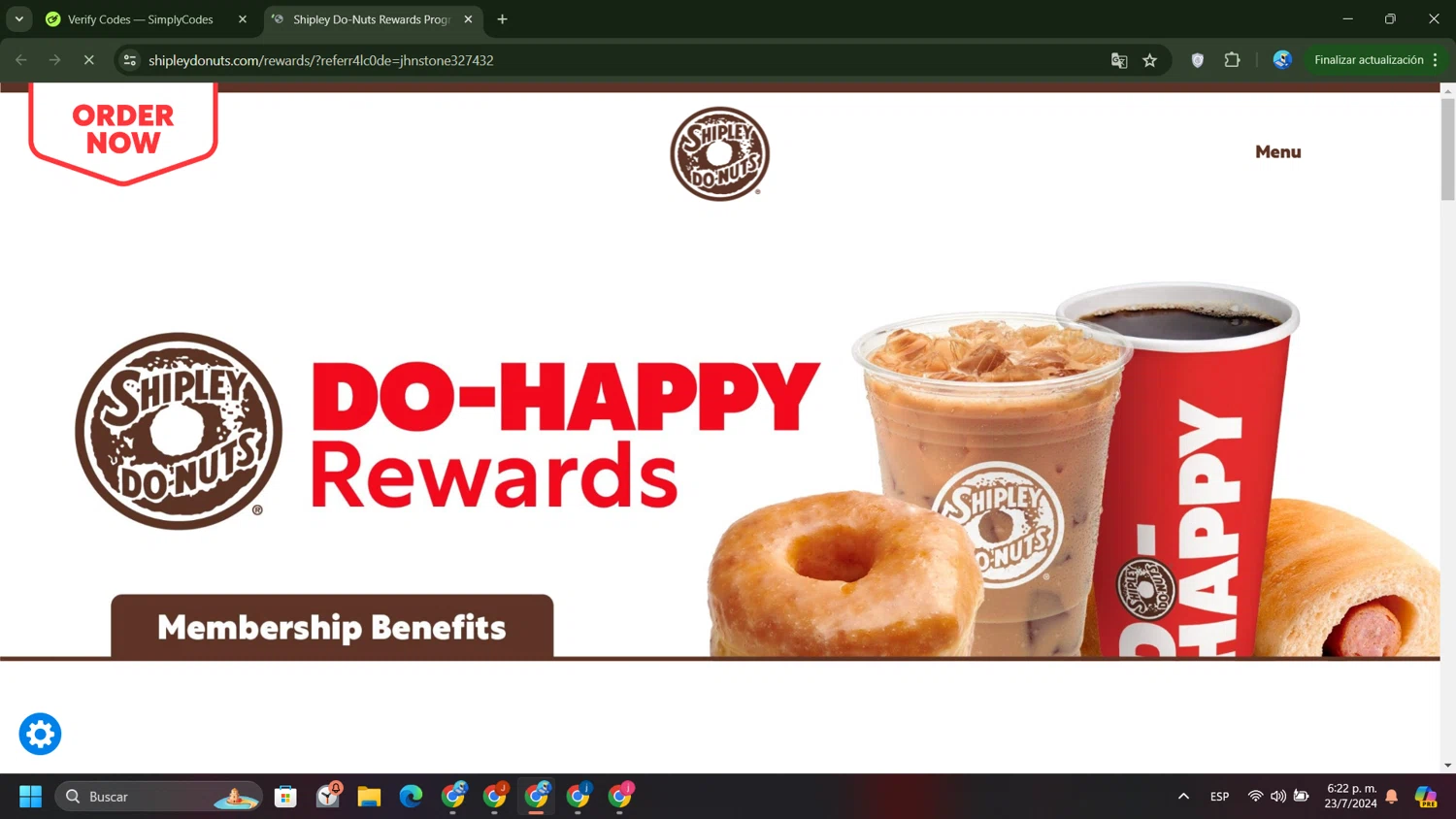 Shipley Do-Nuts checkout page showing Shipley Do-Nuts coupon code box | Screenshot taken by SimplyCodes community member on Jul 23, 2024