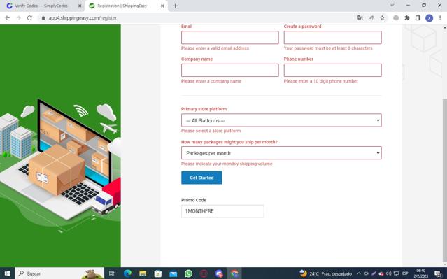 ShippingEasy checkout page showing ShippingEasy promo code box | Screenshot taken by SimplyCodes community member on Feb 2, 2023