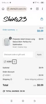 ADBK1 coupon verification screenshot