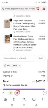 WELCOME5 coupon verification screenshot