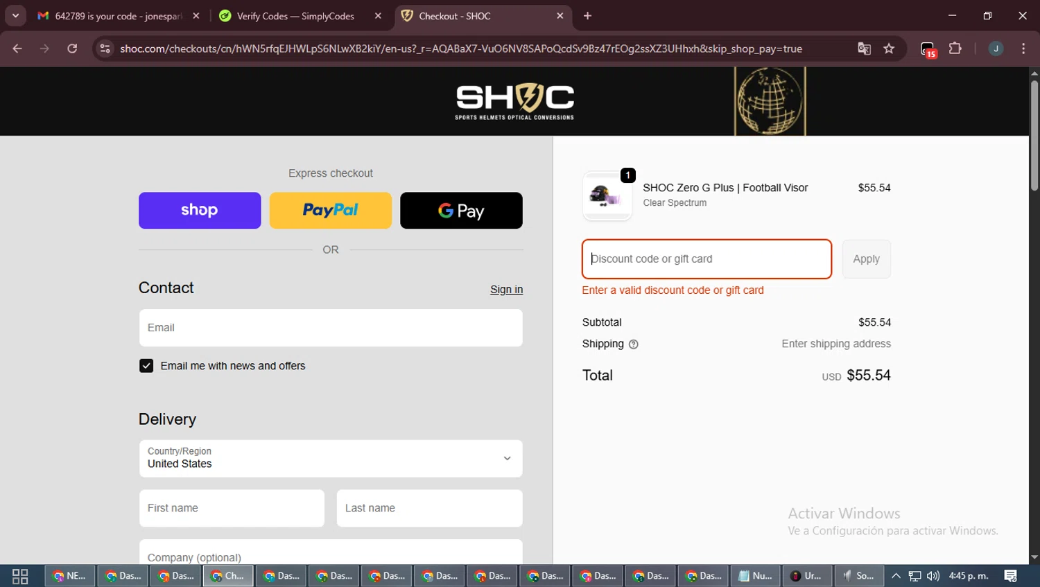 Shoc discount code screenshot showing code SHOCLewis applied at Shoc checkout page. Uploaded by SimplyCodes community member ScanLynx8928 on Nov 29, 2025