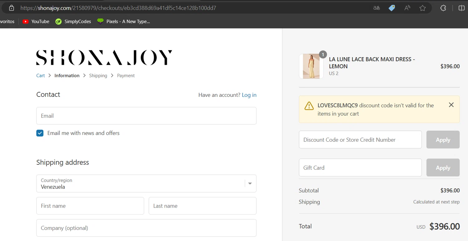 Shona Joy Promo Codes 10 Off September 2024
